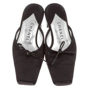 CHANEL Satin Square Toe Mules